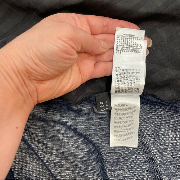 ATSURO TAYAMA Cardigan Size US 4 EUR 36 Open Front Linen Blend Blue/Black - Picture 8 of 13